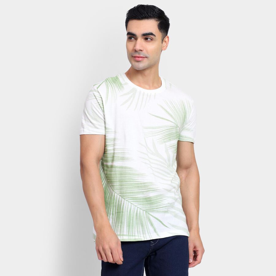 Men's 100% Cotton Round Neck Half Sleeves T-Shirt , Light Green, large image number null